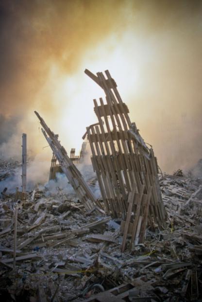 The Rubble of the World Trade Center on September 12, 2001.