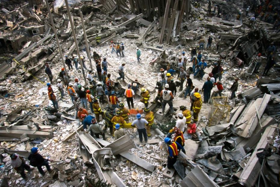 The Rubble of the World Trade Center on September 12, 2001.