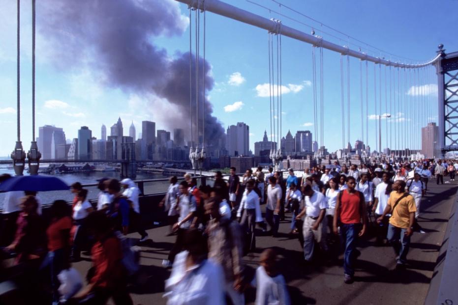 Williamsburg Bridge with Twin Towers disaster