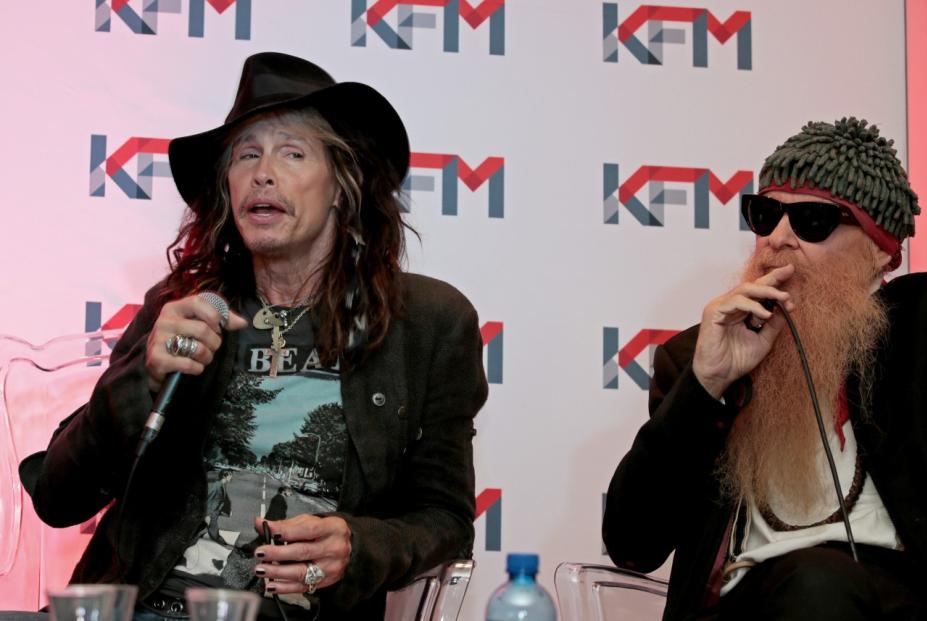 Steven Tyler seen during the Kings of Chaos press conference in Cape Town