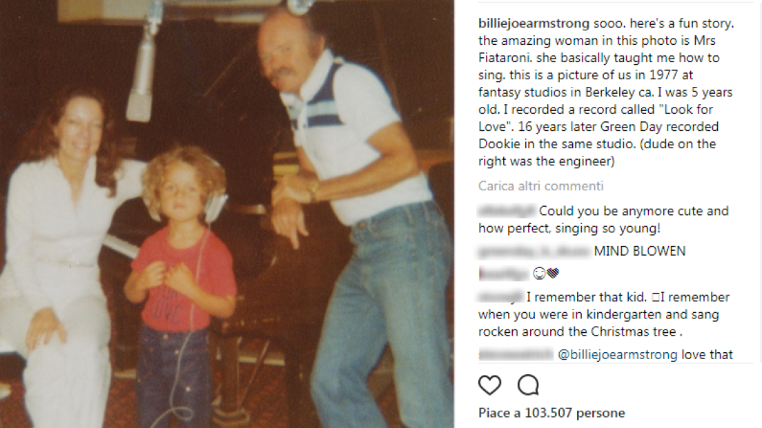 Billie Joe Armstrong posta una foto d'infanzia e racconta la sua prima esperienza in studio (a 5 anni!). Leggila qui