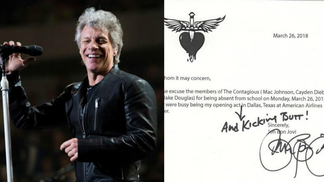 Bon Jovi: Jon scrive la giustificazione scolastica per la band che ha aperto il suo concerto! Guarda la foto