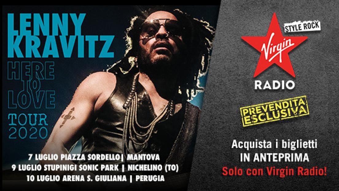 Lenny Kravitz in concerto a Mantova (7 luglio), Nichelino (Torino 9 luglio) e Perugia (10 luglio): biglietti in prevendita esclusiva su virginradio.it il 15 e 16 ottobre. Tutte le info