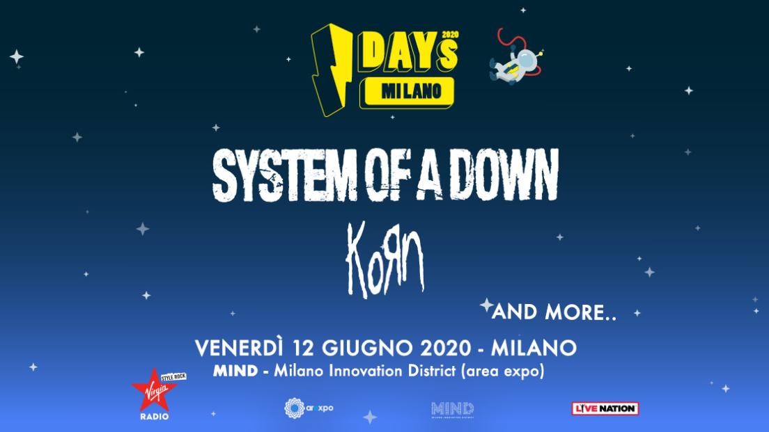 System Of A Down + Korn: UFFICIALI ad IDays 2020 il 12 giugno a Milano. Tutte le info