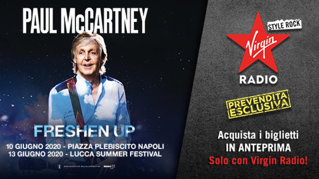 Paul McCartney in concerto a Napoli (10 giugno) e Lucca (13 giugno): biglietti in prevendita esclusiva su virginradio.it dal 22 al 24 novembre. Tutte le info