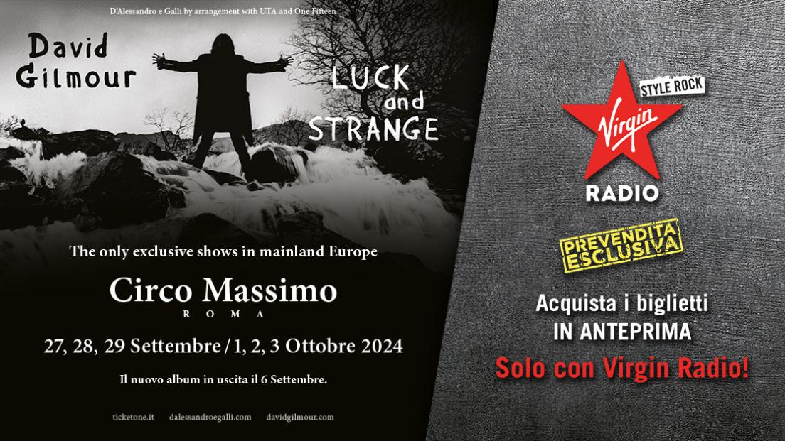 David Gilmour: UFFICIALE sei concerti a settembre e ottobre al Circo Massimo di Roma. Prevendita ESCLUSIVA con Virgin Radio