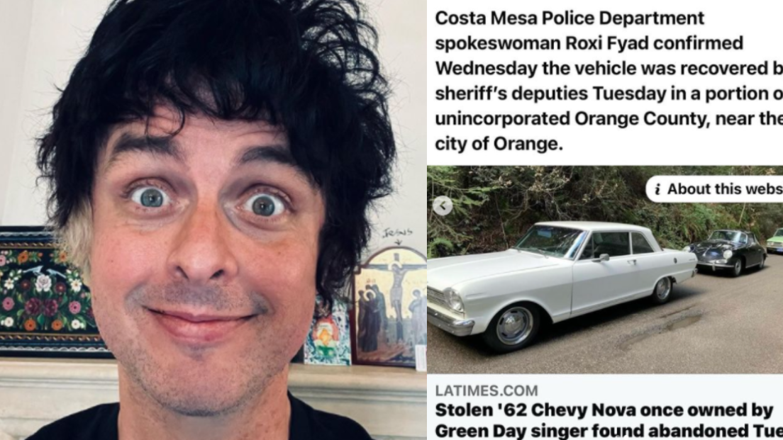 Green Day, Billie Joe ha ritrovato la sua macchina: "Grazie a tutti per aver cercato la mia Chevy"