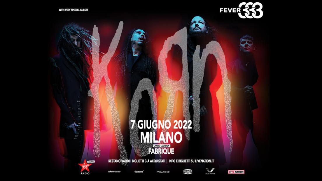 Korn, cambio location per il concerto a Milano del 7 giugno. Tutti i dettagli