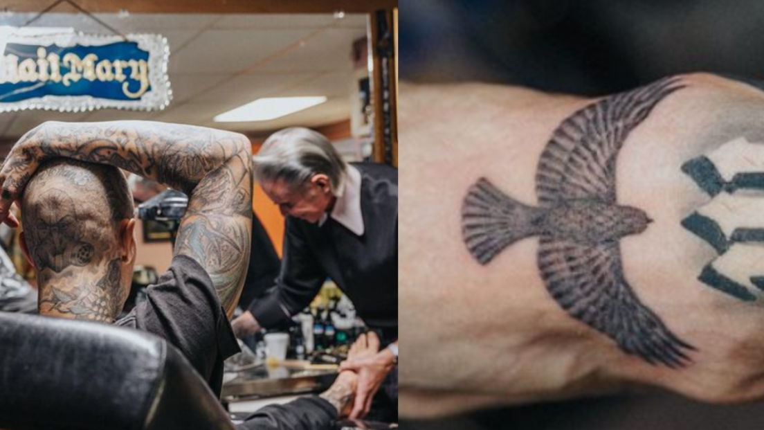 Travis Barker si è fatto tatuare un falco in ricordo del grande Taylor Hawkins. Guarda le foto