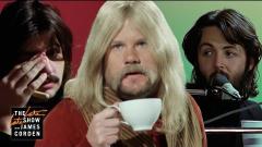 The Beatles, James Corden pubblica la parodia perfetta del film Get Back e diventa il quinto Beatle. Guarda il video