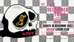 As December Falls: UFFICIALE in concerto in Italia il 18 novembre. Tute le info